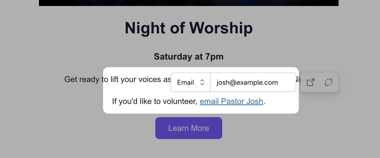 Mail to link in email