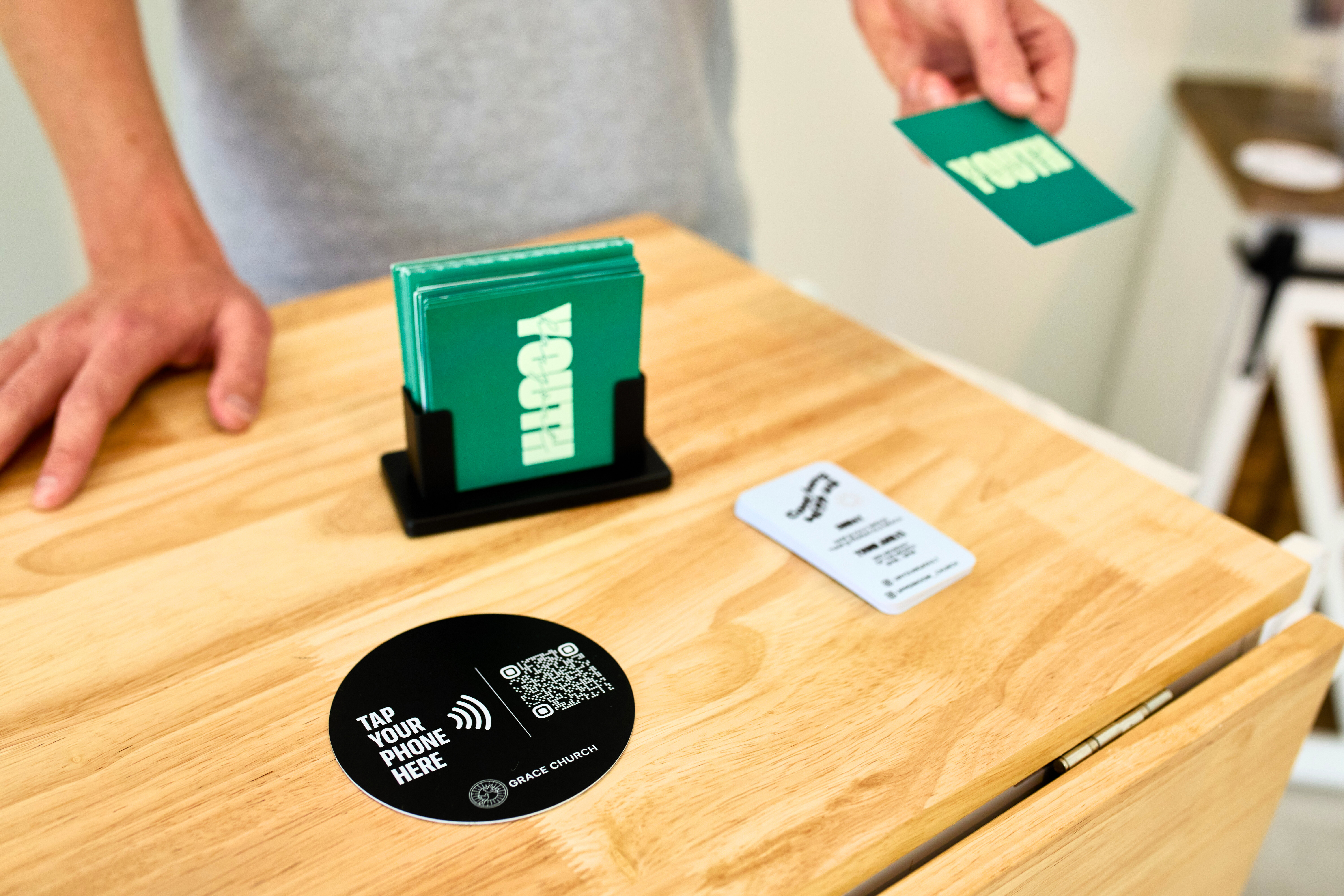 Connect with volunteers and first-time guests with NFC tags