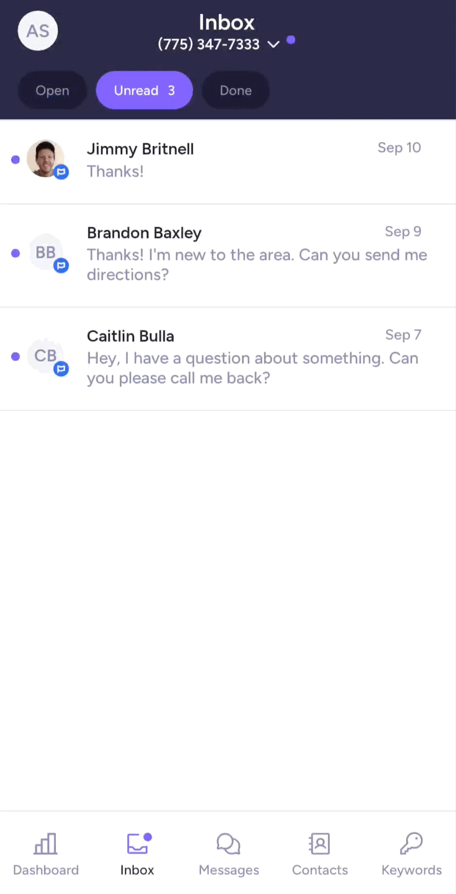 Swipe left on a message in the Clearstream app to mark it as done