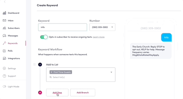 Platform view of how to push information to CCB/Pushpay to create a profile and add to a Process Queue.