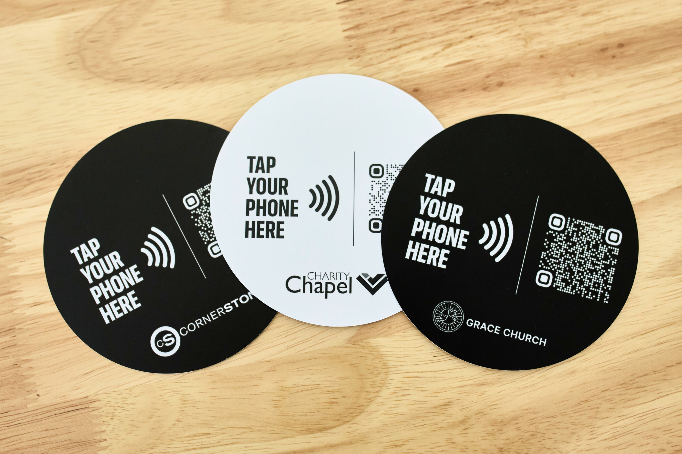 Three custom NFC tags