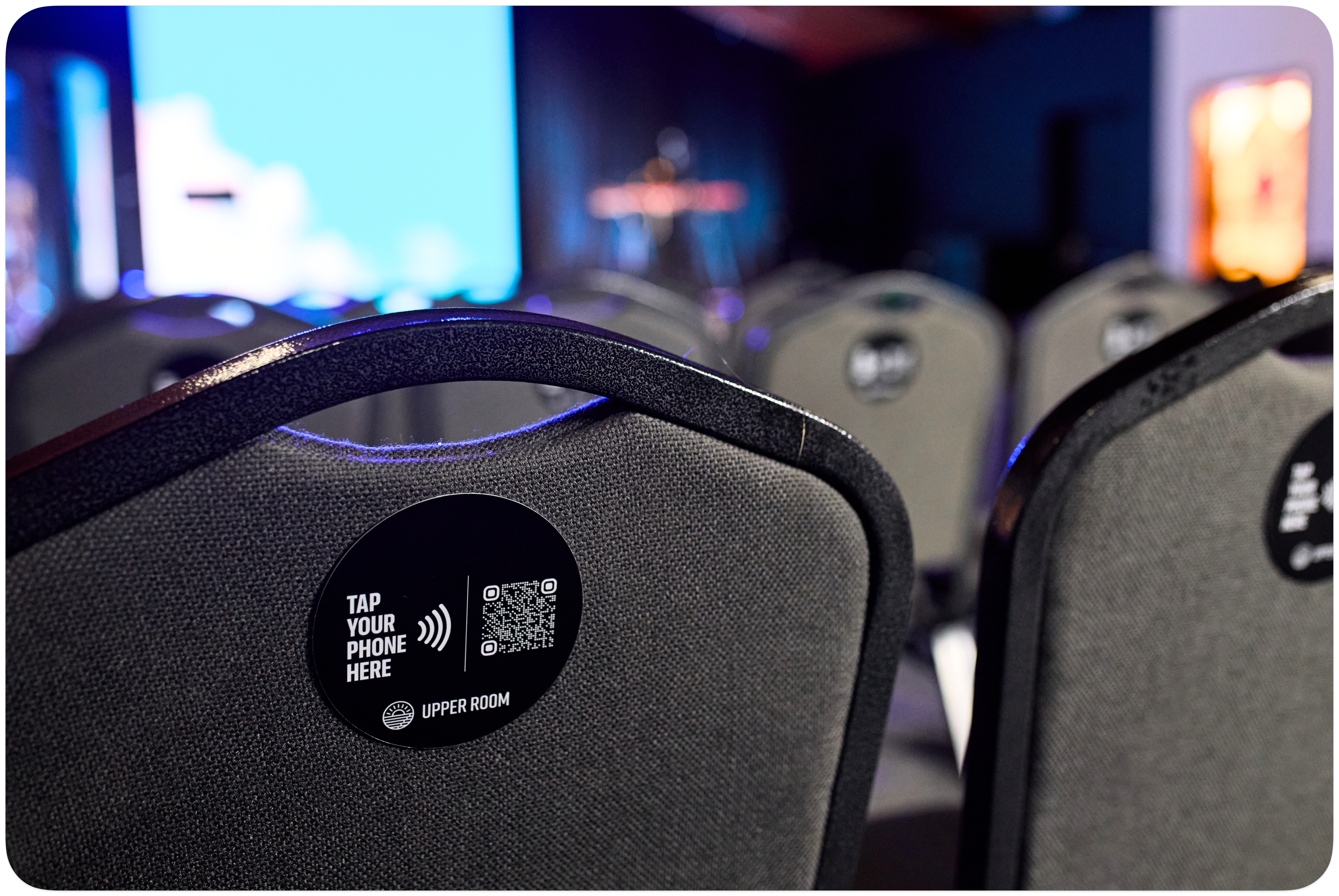 NFC tags on the back of sanctuary chairs