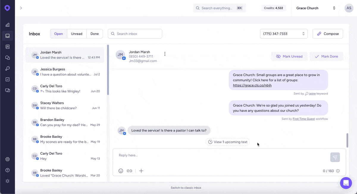 Preview upcoming messages in the inbox