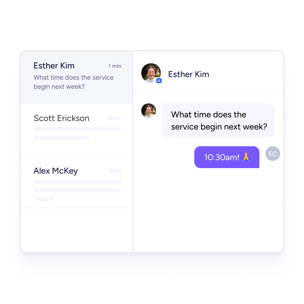 Shift to one-on-one conversations Platform screenshot of inbox with replies
