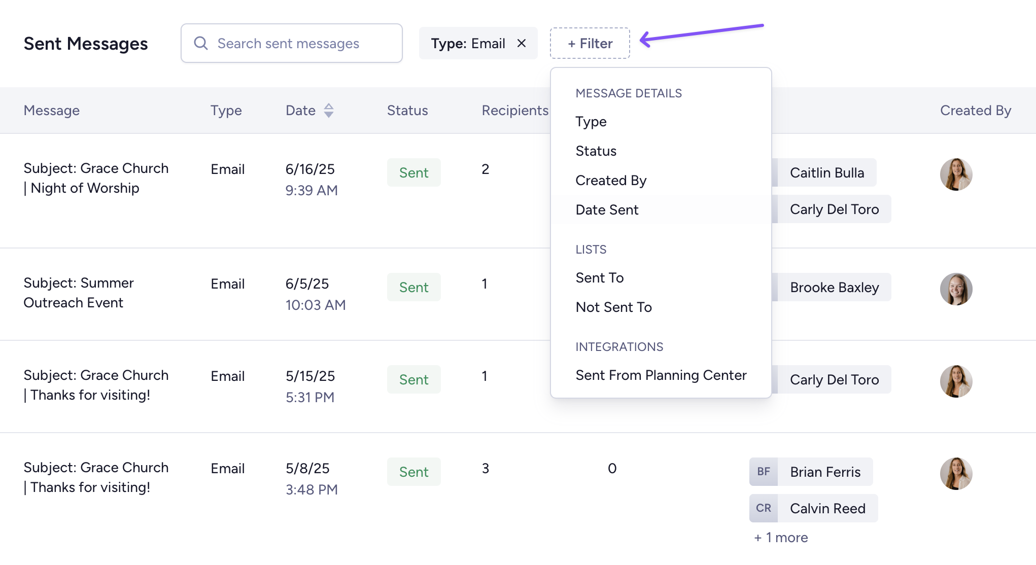 Filter sent messages in your Clearstream account