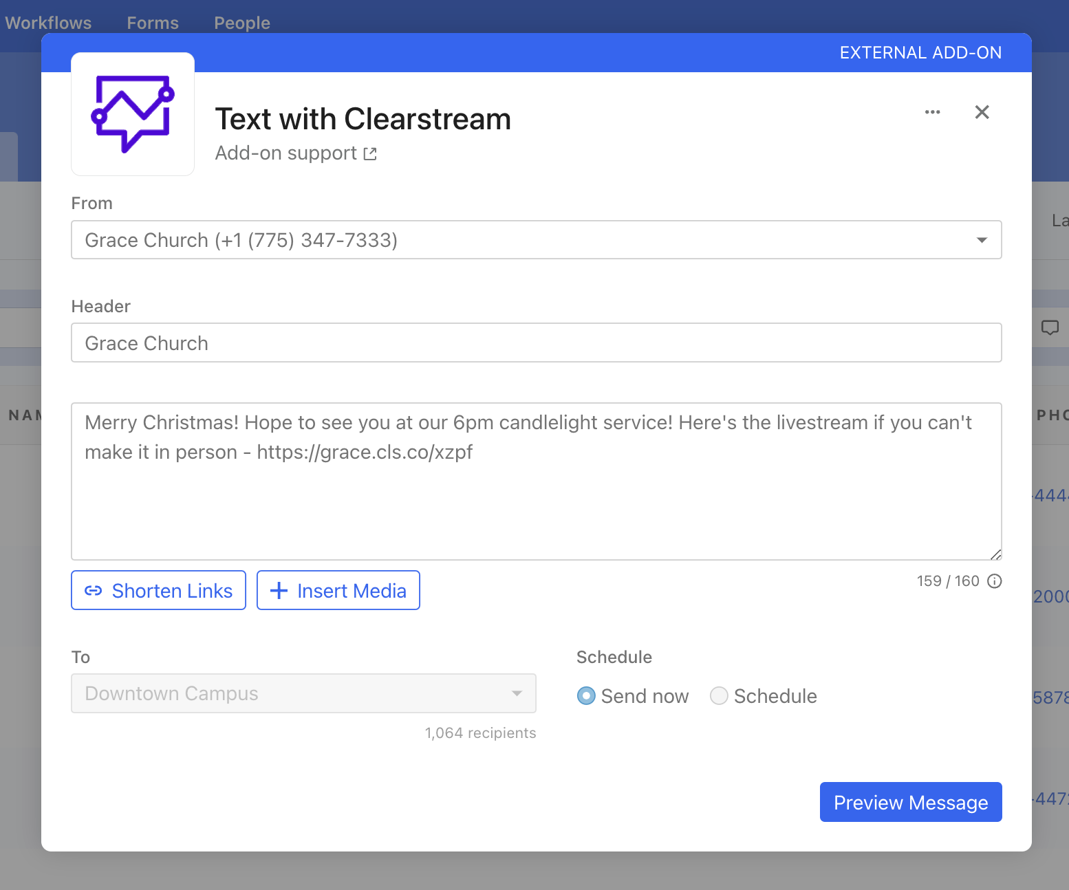 Using Clearstream in Planning Center