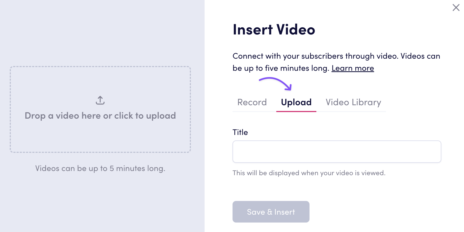 Insert Video - Upload