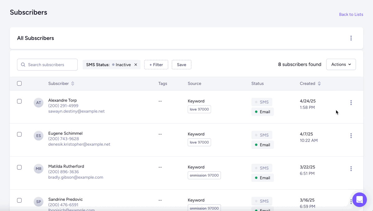 Opt in inactive subscribers