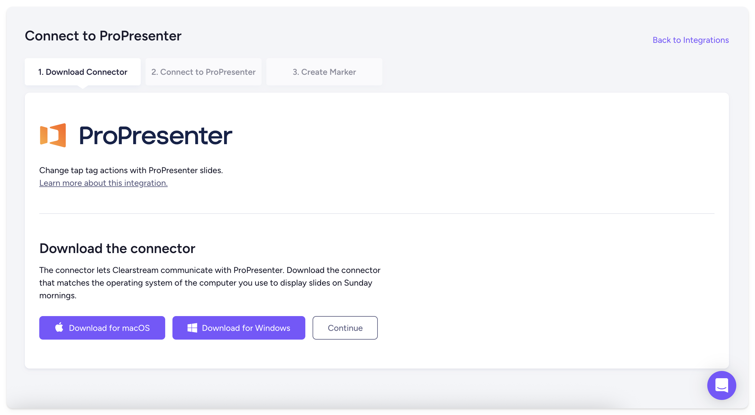 Download Clearstream's ProPresenter integration ton connect your NFC tags to your ProPresenter slides