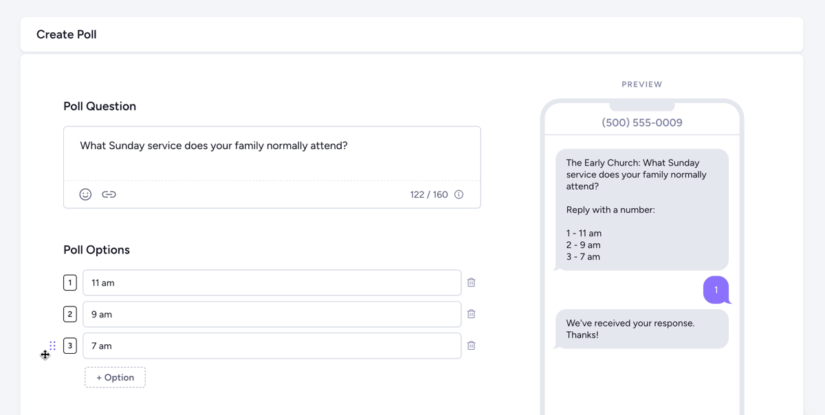 Easily reorder poll options.