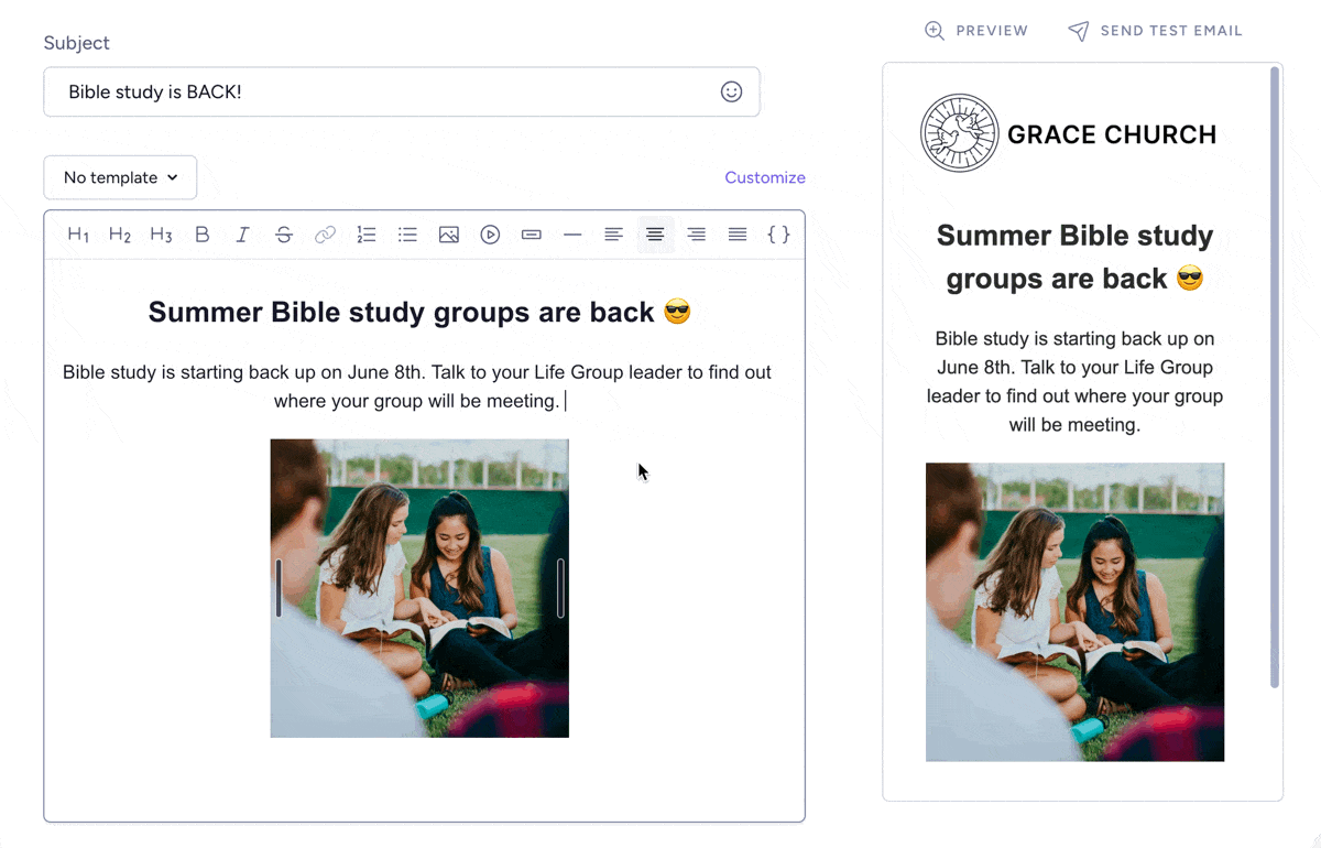 Replace an image in an email