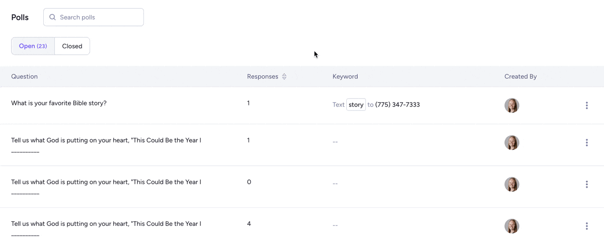 Sort polls by the number of recipients