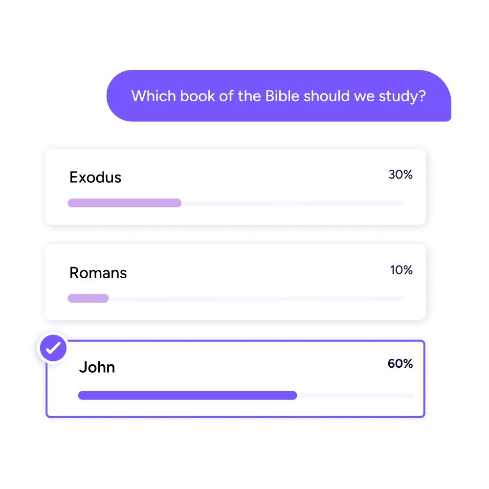 Poll results on how which book of the Bible Grace church should study