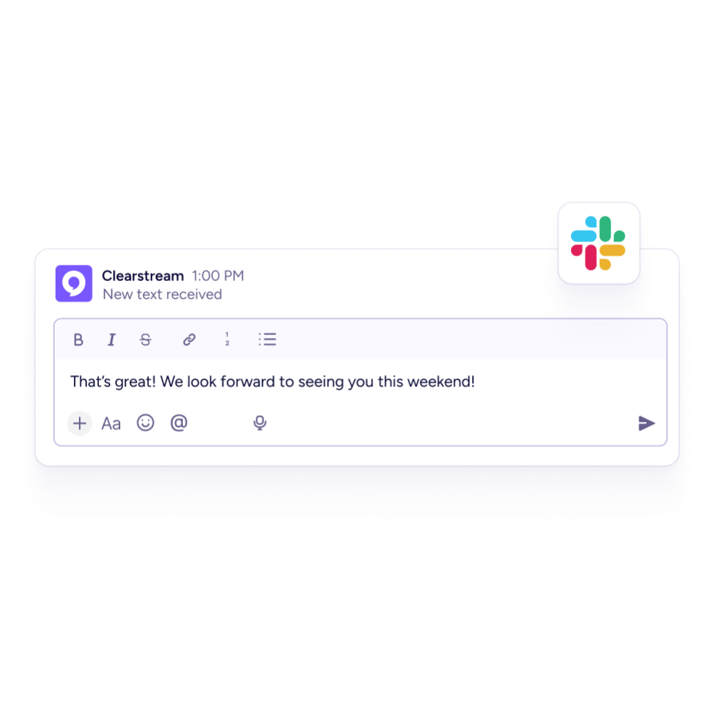Clearstream text in slack