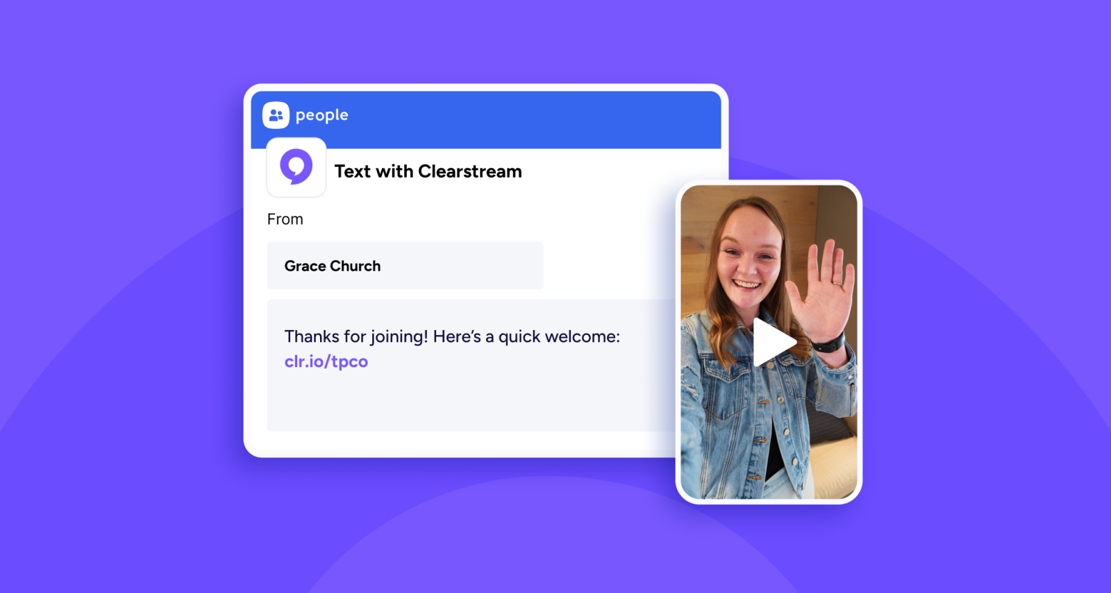 A video text sent from the Planning Center add-on