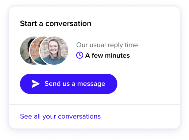 Screenshot of chat bubble when talking to support